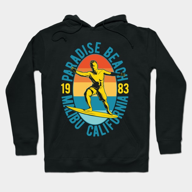 Surf Paradise Beach Malibu California Surfing Ride The Waves Gift Tshirt Hoodie by gdimido